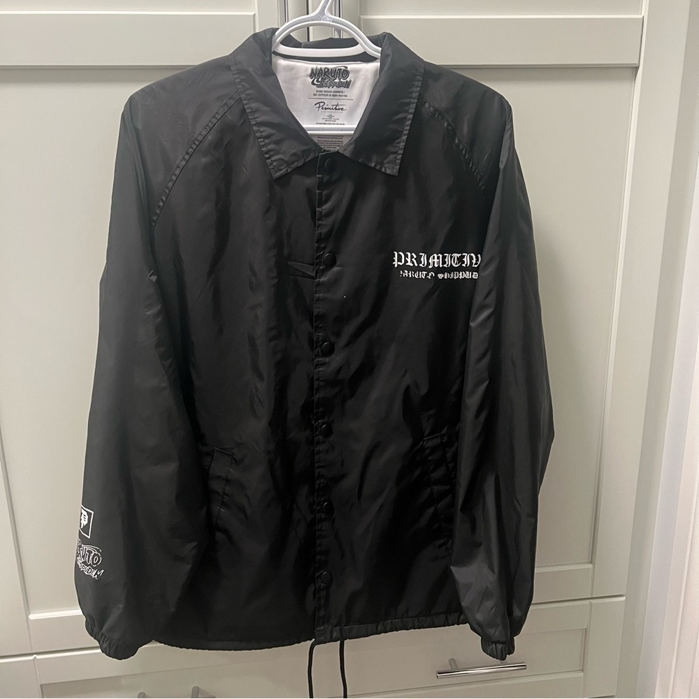 PRIMITIVE x NARUTO Shippuden Hiden Black Coaches Jacket Men's Size Medium